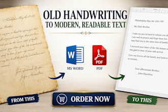 transcribe old handwritten notes, PDF, scanned images and historical documents