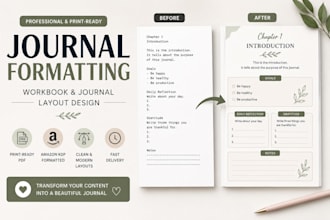 do journal formatting, workbook layout for amazon KDP interior design
