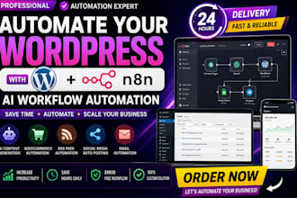 build n8n wordpress automation workflow, ai autoblog and tutor lms automation