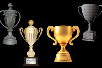 convert 2d to 3d trophy model awards medal badges for 3d rendering and printing