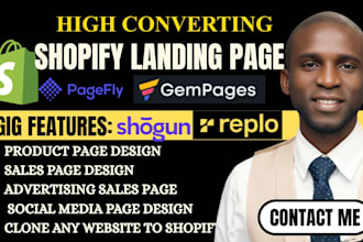 build or clone shopify store, product page, shopify pagefly gempage landing page