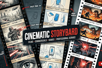 create cinematic storyboard illustrations for films and movies