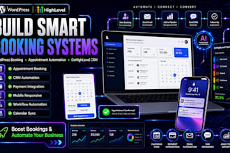 build wordpress booking website, booking system, and gohighlevel automation
