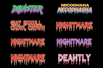 design horror cartoon zombie typography logo and custom art font