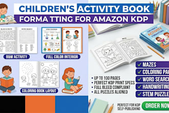 format your childrens activity or workbook for amazon KDP print