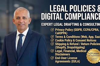 write professional privacy policy, terms and conditions