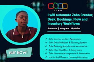 setup zoho creator desk bookings flow and inventory automation