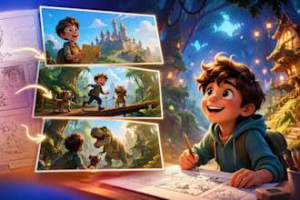 create engaging children animation storyboard panels