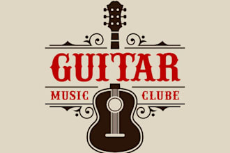 make wonderful vintage guitar shop logo design with company