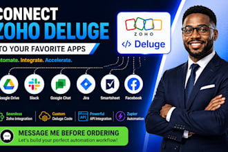 connect zoho deluge to google drive chat slack jira smartsheet facebook workflow