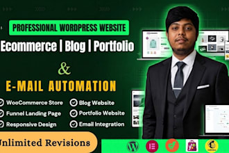 create wordpress ecommerce website and email automation
