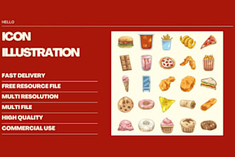design custom icon illustrations in cartoon style