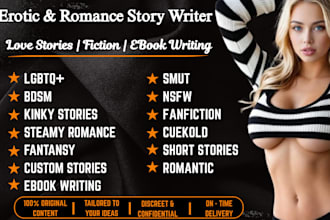 ghostwrite erotic stories, romance kinky, bdsm, nsfw, igbtq for short stories