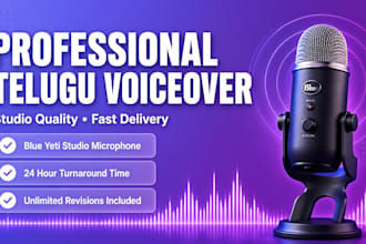 provide professional telugu voiceover with studio quality
