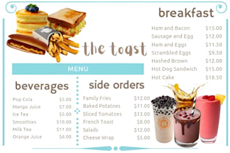 design professional restaurant menu and restaurant branding