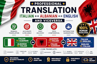 professionally translate albanian to italian and english