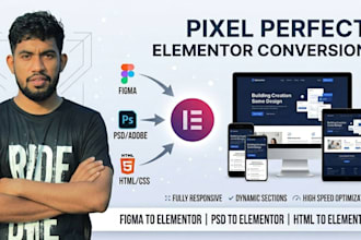 design or develop figma to elementor website, psd or html to elementor
