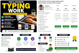 do fast and accurate typing work, handwritten to word, PDF to word