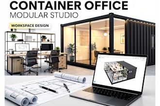 draw shipping container office kiosk studio modular workspace floor layouts plan