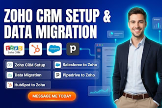 setup zoho crm and migrate your data from hubspot, salesforce, or pipedrive