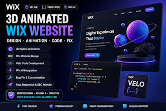 3d wix animated website wix spline animation wi velo code design wix ai code fix