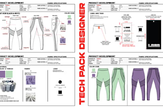 design apparel tech packs for activewear and fashion