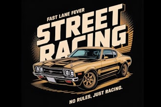make custom high quality racing car logo with t shirt design