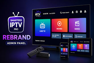 smarers iptv app admin panel logo, name, banner for android, smart tv firestick