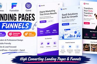 design wordpress landing page, funnelish, card landing page