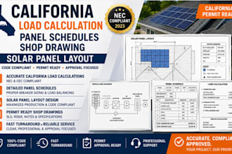 design california load calculation panel schedules shop drawing solar panel