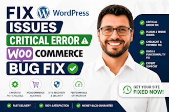 fix wordpress issues, critical error, woocommerce and bug fix