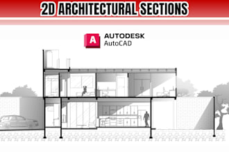 draw 2d autocad building sections and plans