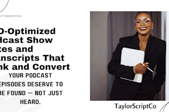 write SEO podcast show notes and transcripts