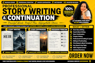 write children story book, continuation and story editing