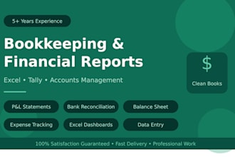 do bookkeeping, p and l, and balance sheet in excel for your small business
