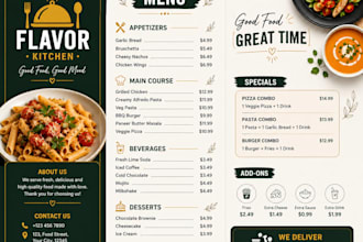 design attractive menus, price lists and canva menu cards