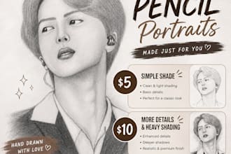 make hand drawn realistic portrait sketches from your photo