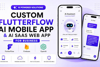 create custom flutterflow ai mobile app, firebase, ai saas web app for business