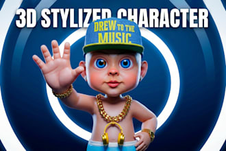 model custom stylized 3d character, blender, maya