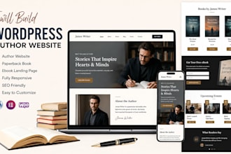 build wordpress author website paperback book author website ebook landing page