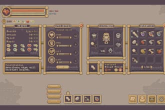 draw pixel art ui ux game icons twitch overlays retro game hud asset health bars