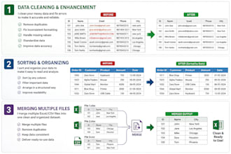 merge,consolidate, combine and clean data rows columns in microsoft excel or csv