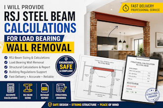 provide rsj steel beam structural calculations for load bearing wall removal