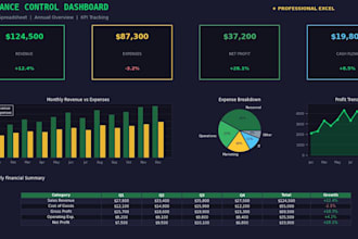 create professional excel spreadsheets for finance control and data analysis