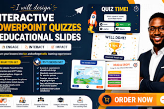 design educational interactive quiz, powerpoint presentation, PPT slides, canva