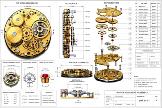 design precise cad models and technical drawings for watch components