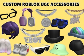 make custom roblox ugc hats, hair, glasses, chain, mask and fashion accessories