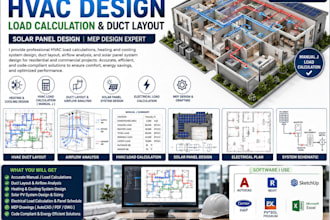 provide heating cooling system solar panel design hvac load calc duct layout