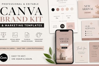 design editable canva brand kit social media template, marketing materials