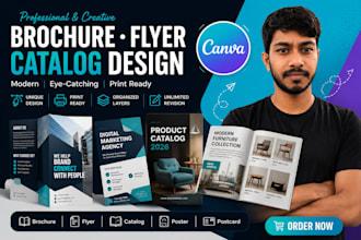 design premium brochure flyer catalog and poster in canva